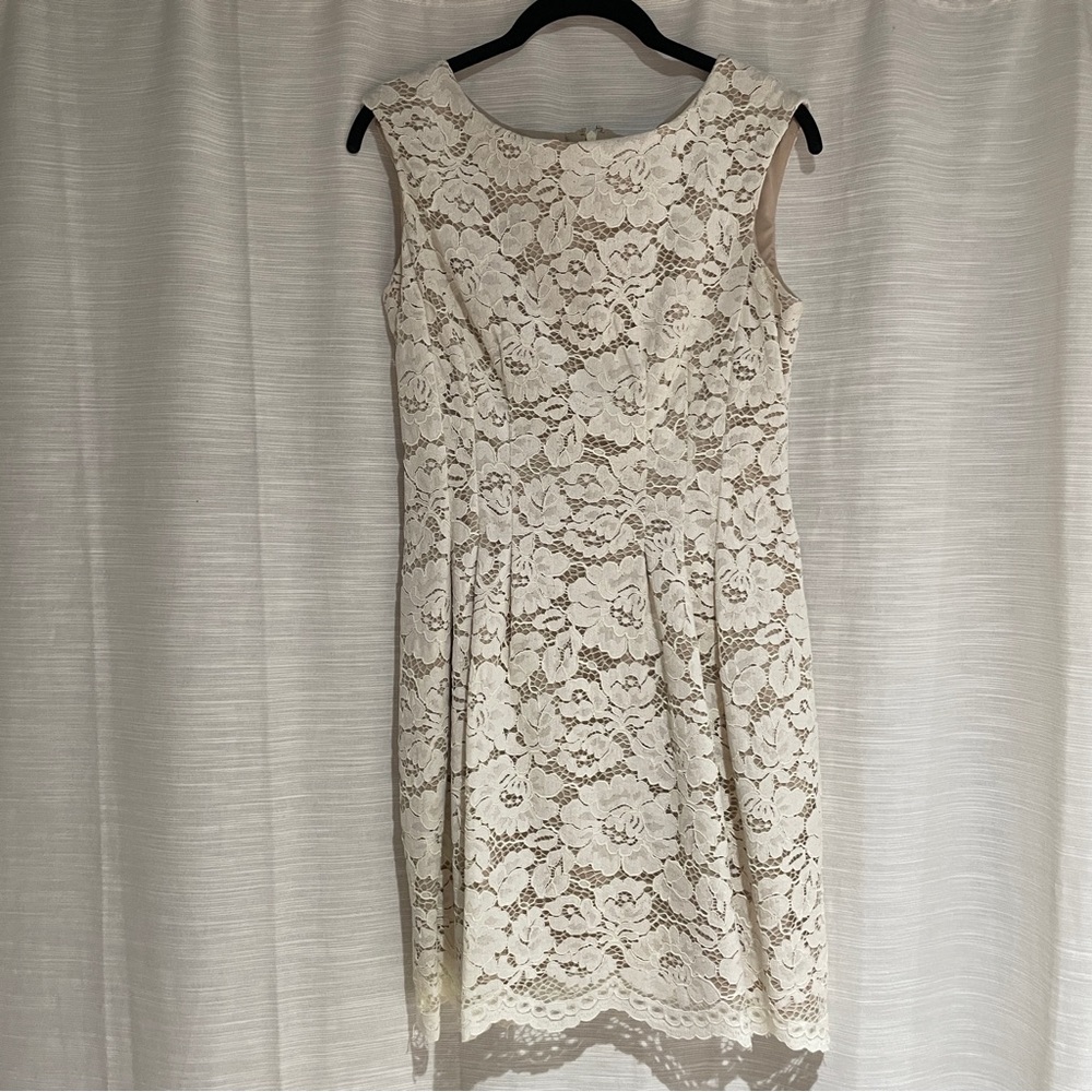 Nude and White Lace Sleeveless Dress